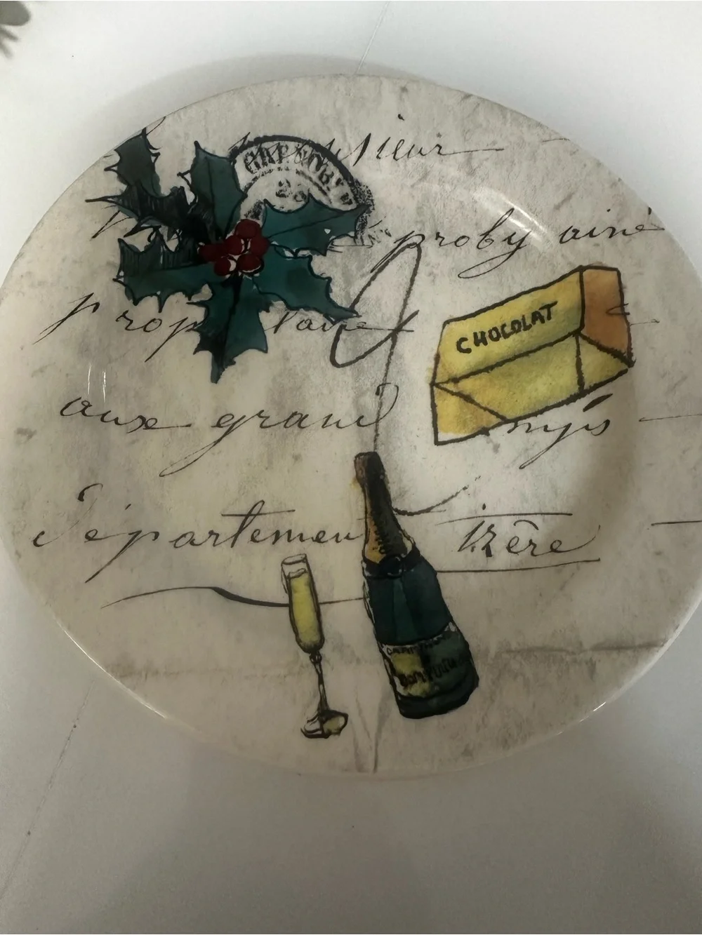 Set of 4 Williams-Sonoma Wine Champagne Themed 8 3/4